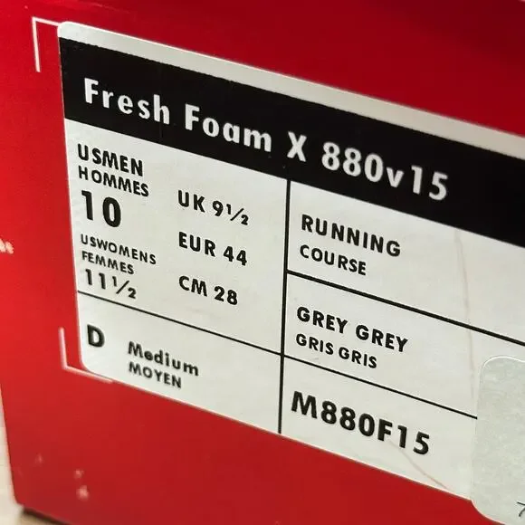 New Balance Men's Fresh Foam X 880v15 Running Shoes Grey Size 10 - Picture 9 of 11